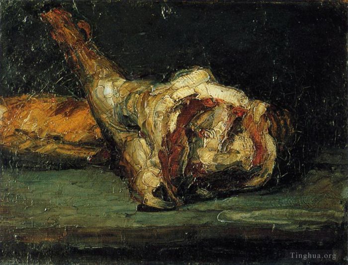 保罗·塞尚 的油画作品 -  《静物面包和羊腿》