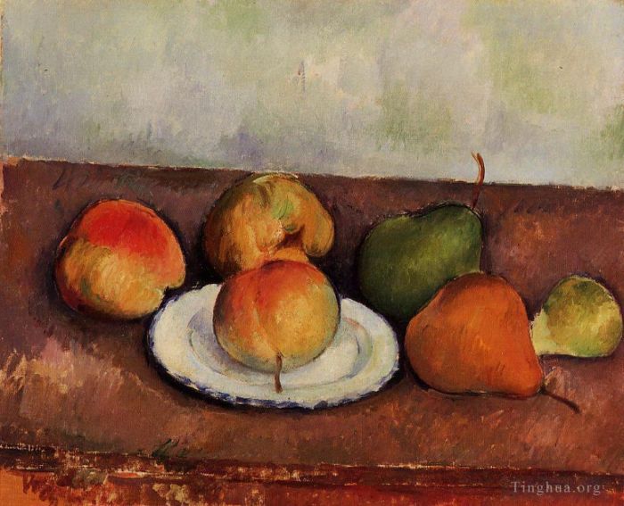 保罗·塞尚 的油画作品 -  《静物盘子和水果,2》