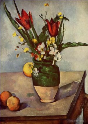 艺术家保罗·塞尚作品《静物郁金香和苹果》