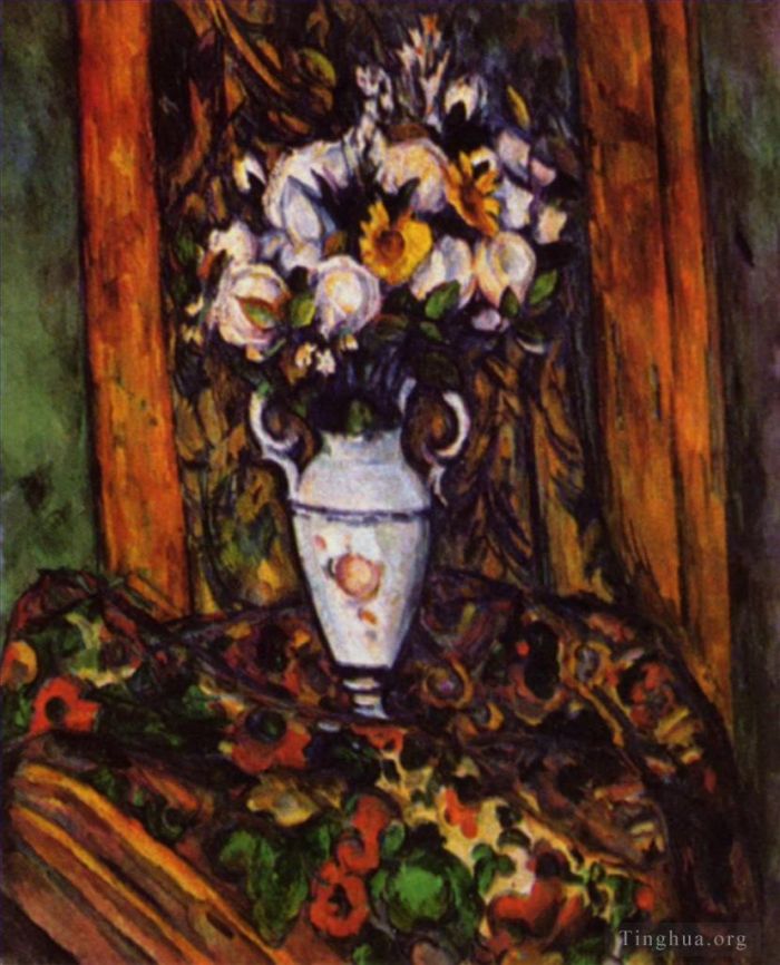 保罗·塞尚 的油画作品 -  《静物花瓶与鲜花》