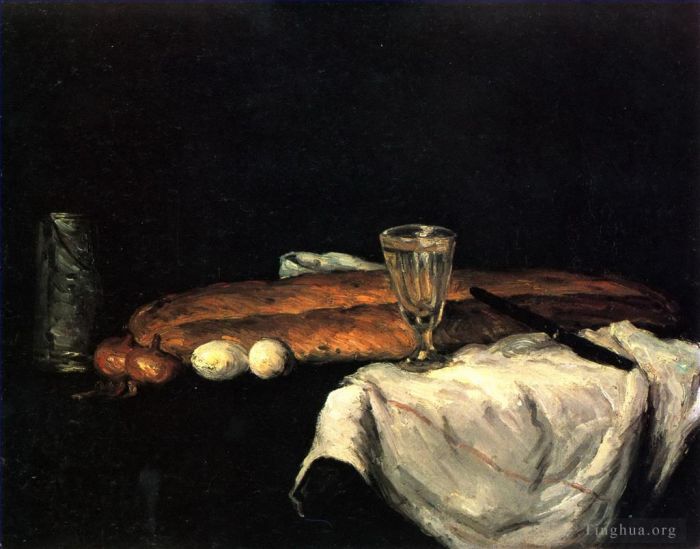 保罗·塞尚 的油画作品 -  《静物与面包和鸡蛋》