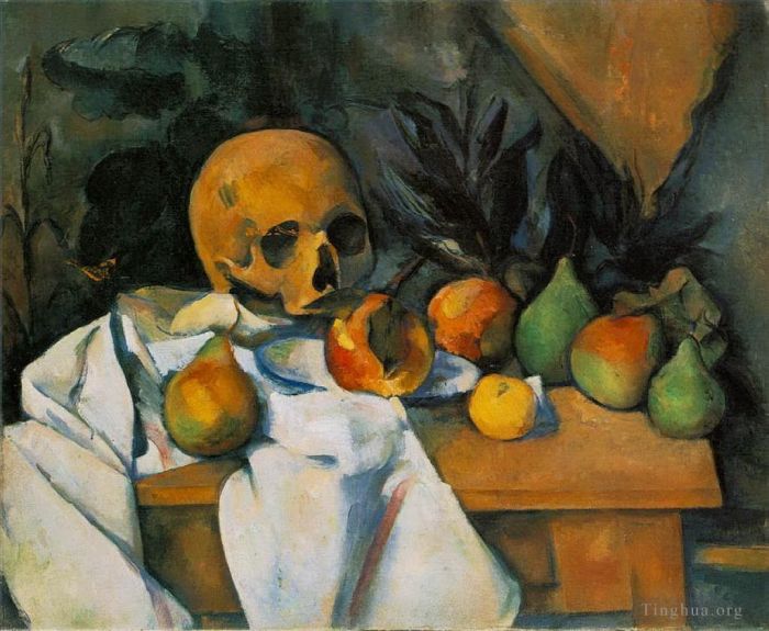 保罗·塞尚 的油画作品 -  《静物与头骨》