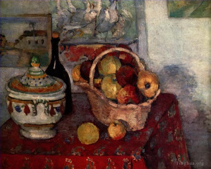 保罗·塞尚 的油画作品 -  《静物与汤盖碗,1884》