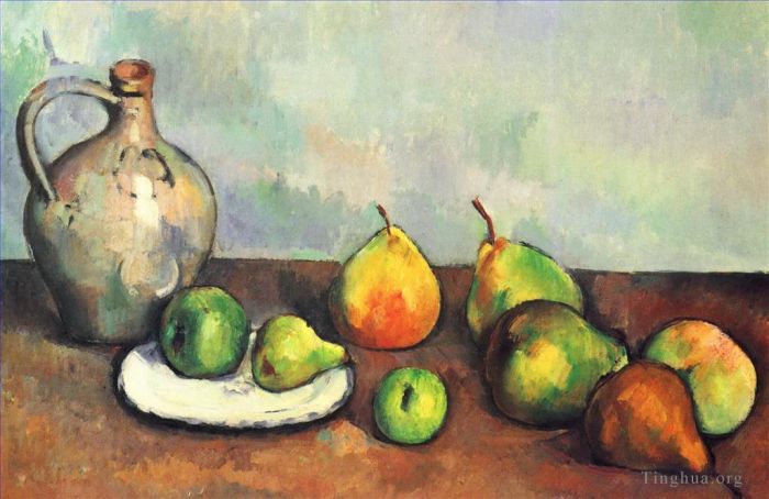 保罗·塞尚 的油画作品 -  《静物水罐和水果》