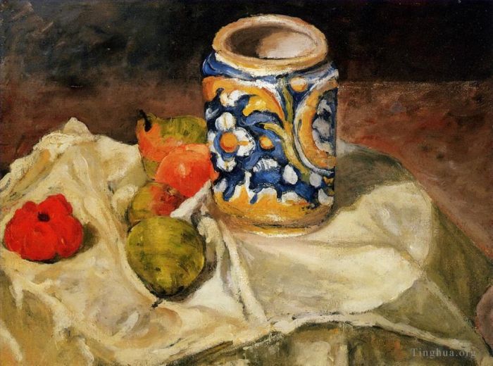 保罗·塞尚 的油画作品 -  《静物与意大利陶罐》