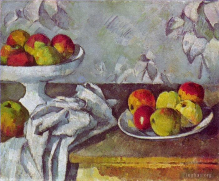保罗·塞尚 的油画作品 -  《静物与苹果和水果盘》