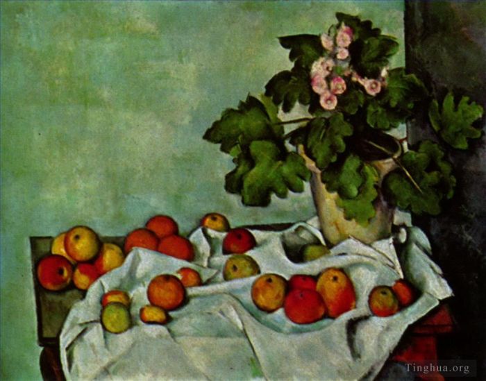 保罗·塞尚 的油画作品 -  《静物与水果天竺葵库存》