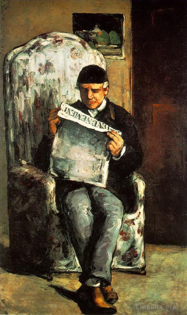 保罗·塞尚 的油画作品 -  《阅读报纸的艺术家父亲》