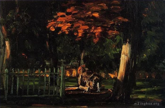 保罗·塞尚 的油画作品 -  《Jas,de,Bouffan,的狮子与盆地》
