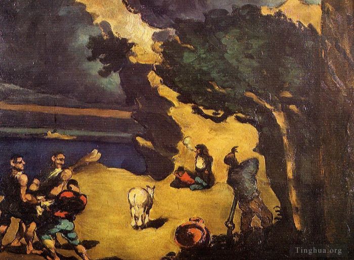 保罗·塞尚 的油画作品 -  《强盗和驴子》