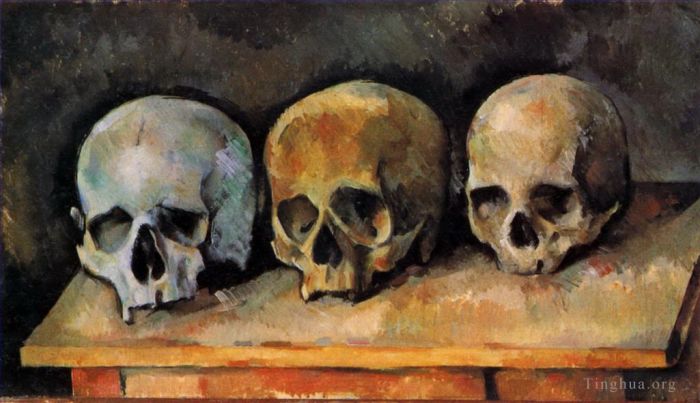 保罗·塞尚 的油画作品 -  《三个头骨》
