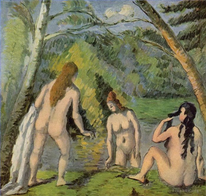保罗·塞尚 的油画作品 -  《三个沐浴者,1882》