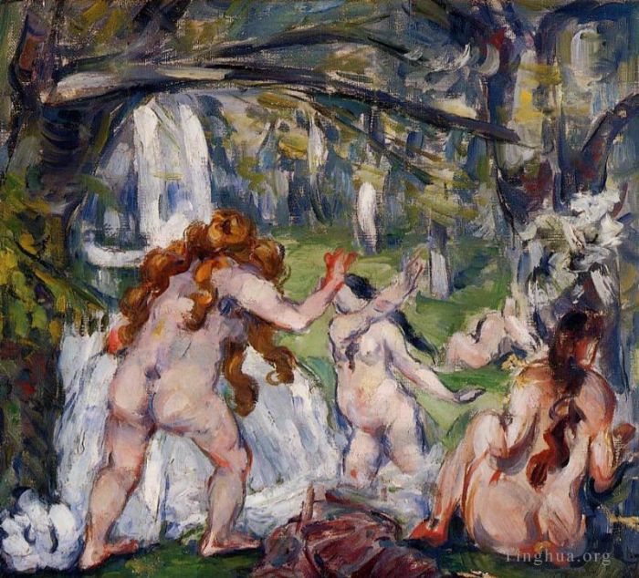 保罗·塞尚 的油画作品 -  《三个沐浴者》