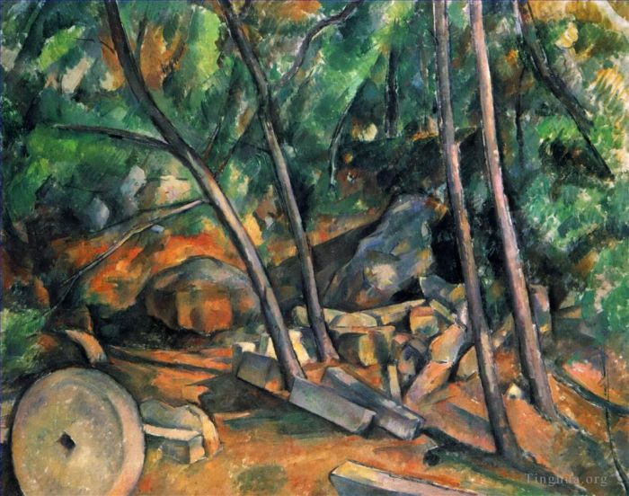 保罗·塞尚 的油画作品 -  《树林与磨石》