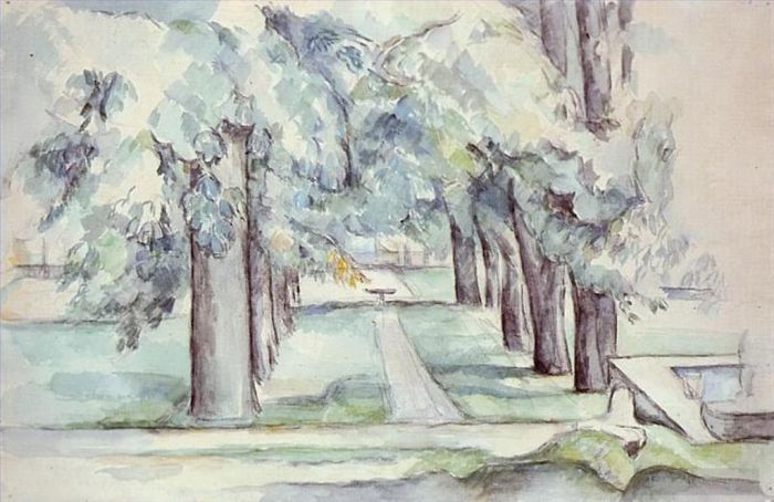 保罗·塞尚 的各类绘画作品 -  《Jas,de,Bouffan,的泳池和栗树巷》