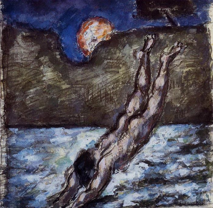 保罗·塞尚 的各类绘画作品 -  《女人潜入水中》
