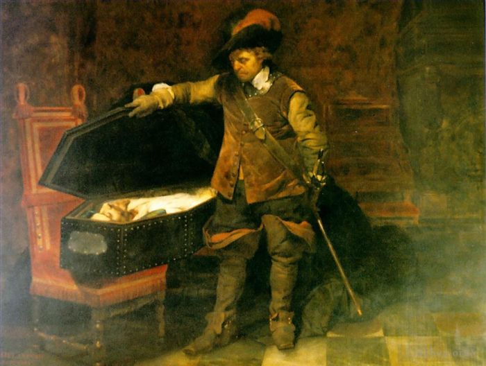 保罗·德拉罗什 的油画作品 -  《克伦威尔和查理一世,183,伊波利特·德拉罗什》