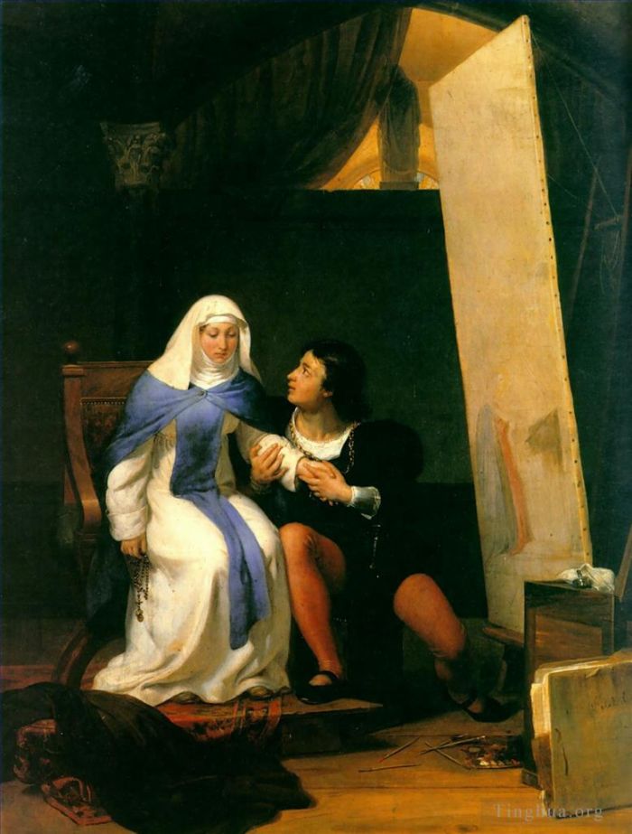 保罗·德拉罗什 的油画作品 -  《Filippo,Lippo,爱上他的模特,1822》