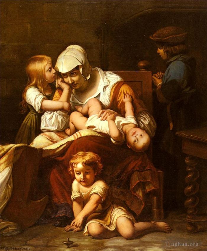 保罗·德拉罗什 的油画作品 -  《Juene,Mere,Et,Ses,Enfants》