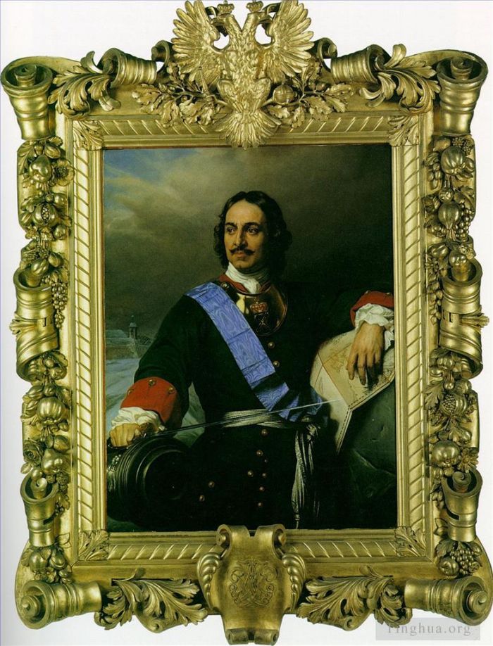 保罗·德拉罗什 的油画作品 -  《俄罗斯彼得大帝,183,伊波利特·德拉罗什》