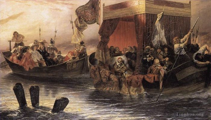 保罗·德拉罗什 的油画作品 -  《罗纳河上红衣主教黎塞留的国家驳船与实物大小相同》