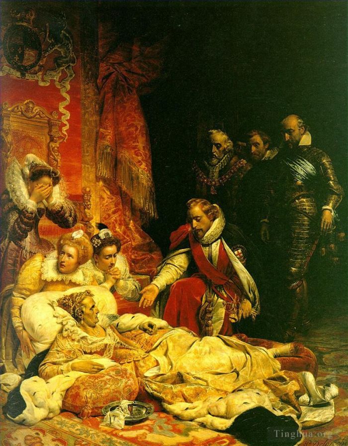 保罗·德拉罗什 的油画作品 -  《伊丽莎白去世,1828》