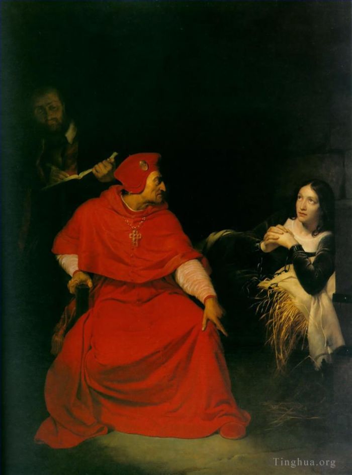 保罗·德拉罗什 的油画作品 -  《1824,年圣女贞德在监狱中》