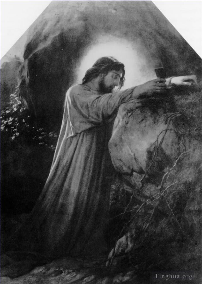保罗·德拉罗什 的各类绘画作品 -  《橄榄山上的基督,185,真人大小伊波利特·德拉罗什》