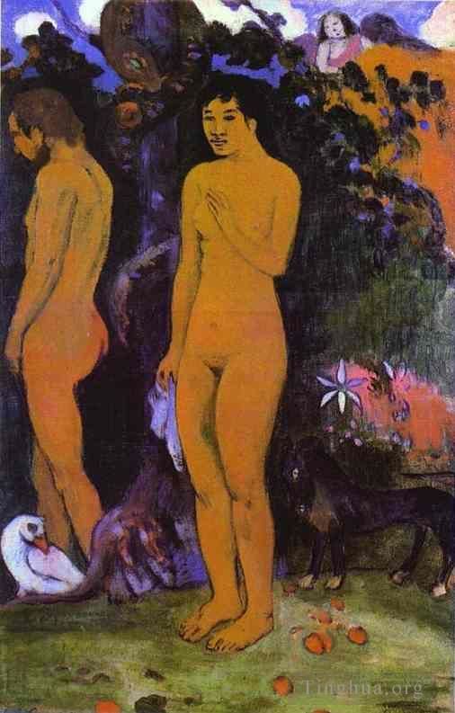 保罗·高更 的油画作品 -  《亚当和夏娃》