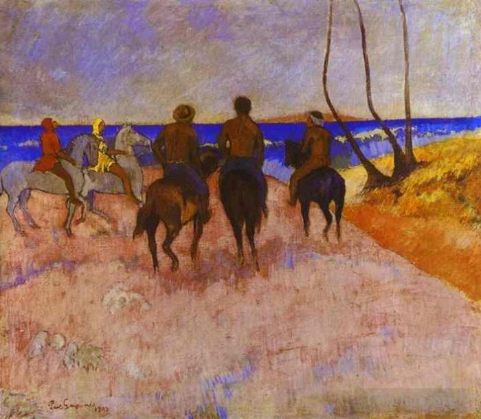 保罗·高更 的油画作品 -  《海滩上的骑士》