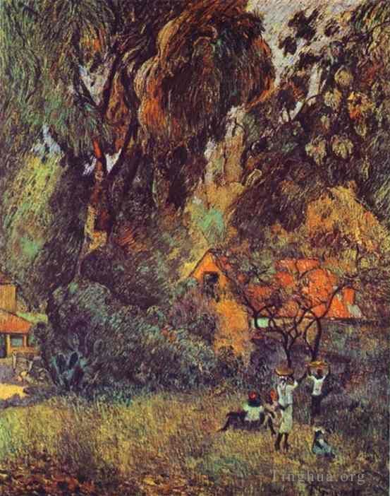 保罗·高更 的油画作品 -  《树下的小屋》