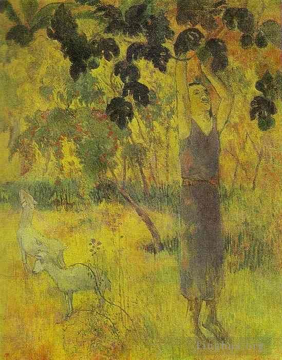 保罗·高更 的油画作品 -  《男人从树上摘果子》