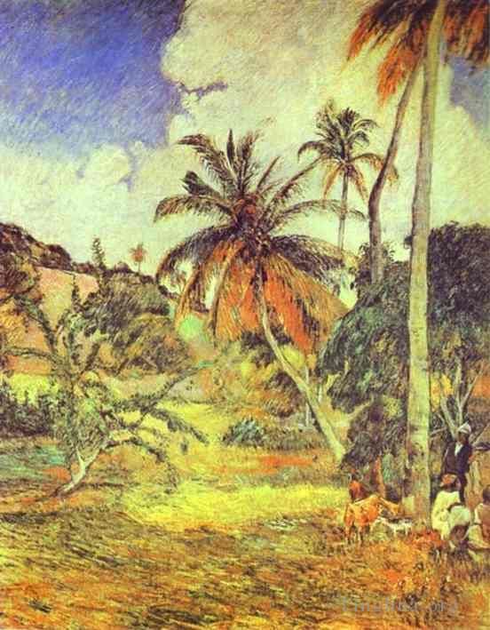 保罗·高更 的油画作品 -  《马提尼克岛的棕榈树》