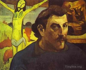 艺术家保罗·高更作品《与黄色基督的自画像》