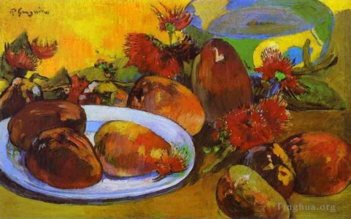 保罗·高更 的油画作品 -  《静物与芒果》