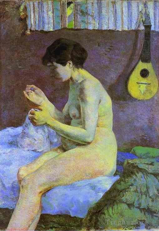 保罗·高更 的油画作品 -  《苏珊娜裸体缝纫研究》