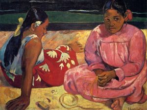 艺术家保罗·高更作品《沙滩上的塔希提妇女》