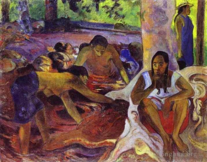 保罗·高更 的油画作品 -  《塔希提岛的渔女》