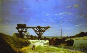 艺术家保罗·高更作品《巴黎塞纳河，莱纳桥和格勒内尔桥之间》
