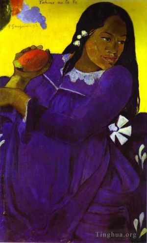 艺术家保罗·高更作品《Vahine,no,te,vi,拿着芒果的女人》