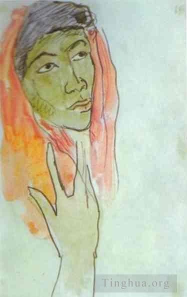 保罗·高更 的各类绘画作品 -  《一个女人的头》