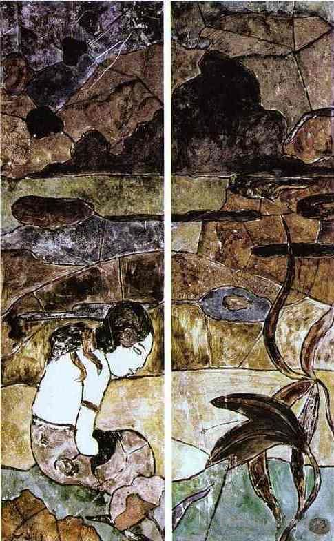 保罗·高更 的各类绘画作品 -  《风景中的大溪地女人》