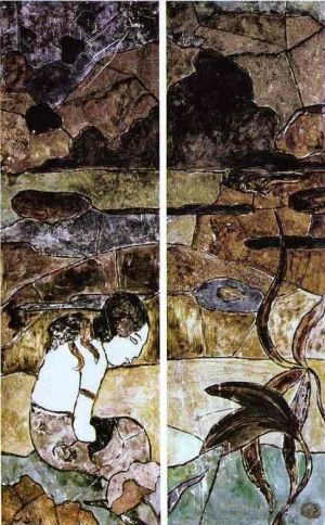 艺术家保罗·高更作品《风景中的大溪地女人》
