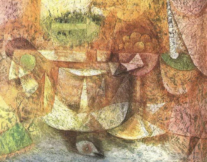 保罗·克利 的油画作品 -  《静物与鸽子》