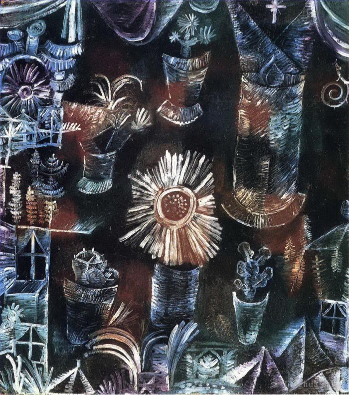 保罗·克利 的油画作品 -  《静物与蓟花》