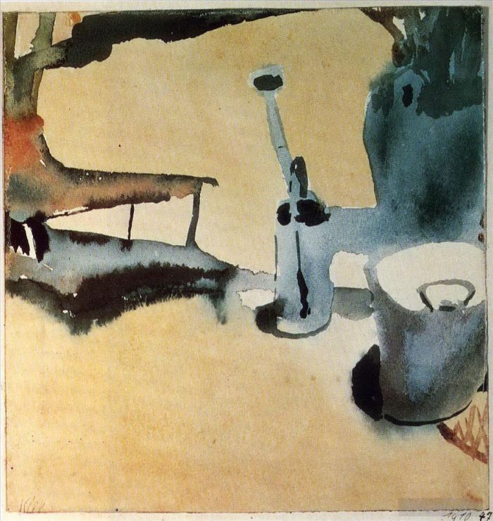 保罗·克利 的各类绘画作品 -  《带喷壶和水桶的花架》