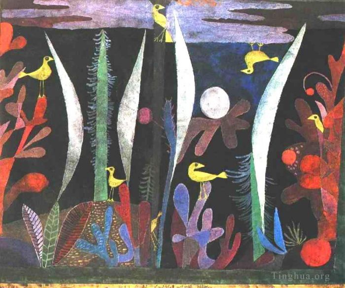 保罗·克利 的各类绘画作品 -  《风景与黄色鸟》