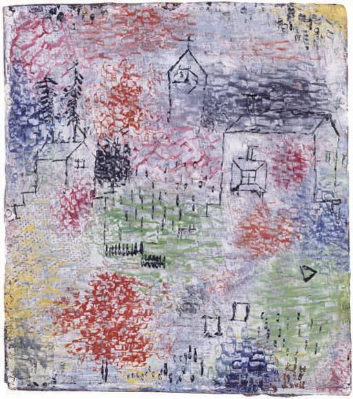 保罗·克利 的各类绘画作品 -  《小景观与乡村教堂》