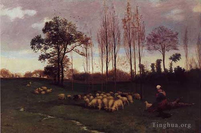 保罗·皮尔 的油画作品 -  《羊群归来,1883》