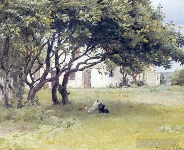 佩德·塞韦林·克罗 的油画作品 -  《艺术家之家景观》